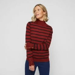 Jane Lamerton Stripe Turtle Neck Knit Jumper Multicoloured