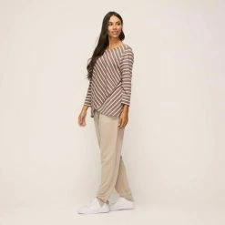 Anthology Long Sleeve Wrap Front Top Stripe -Women's Clothing store online BP631793006 stripe msc 3