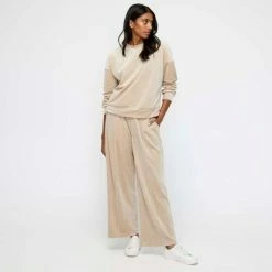 GR Giaan Rooney Wide Leg Velour Pant Stone