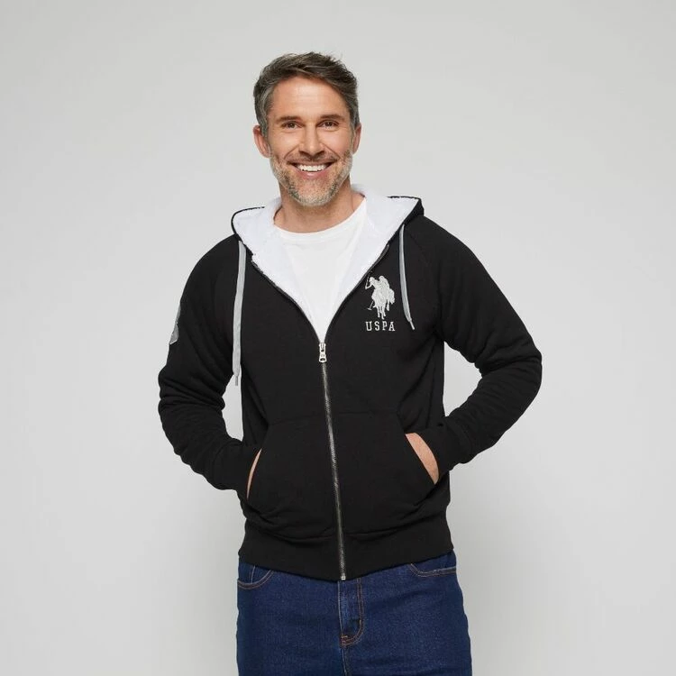U.S. Polo Assn. U.S. Polo Assn Zip Through Hoodie With Sherpa Lining Black Medium 3 U.S. Polo Assn. U.S. Polo Assn Zip Through Hoodie With Sherpa Lining Black Medium