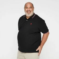 U.S. Polo Assn. Big Men's Short Sleeve Polo With Tipping Black -Women's Clothing store online BP632885001 black