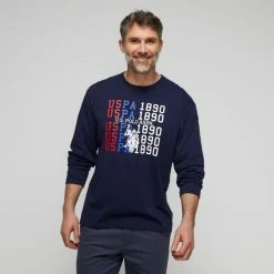 U.S. Polo Assn. Men's Long Sleeve 1890 Printed Long Sleeve Tee Navy Large