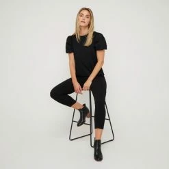 JB Jayson Brunsdon Women's Puff Sleeve Top Black -Women's Clothing store online BP634803001 black 4