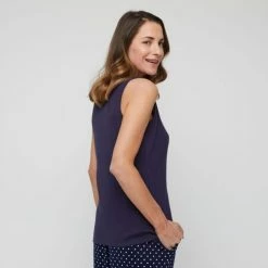 Sash & Rose Women's Everyday Cotton Rib Tank Top Navy -Women's Clothing store online BP634813006 navy nav 2