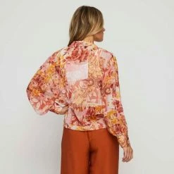 JB Jayson Brunsdon Tie Front Kimono Top Sunset -Women's Clothing store online BP634847001 sunset mor 2