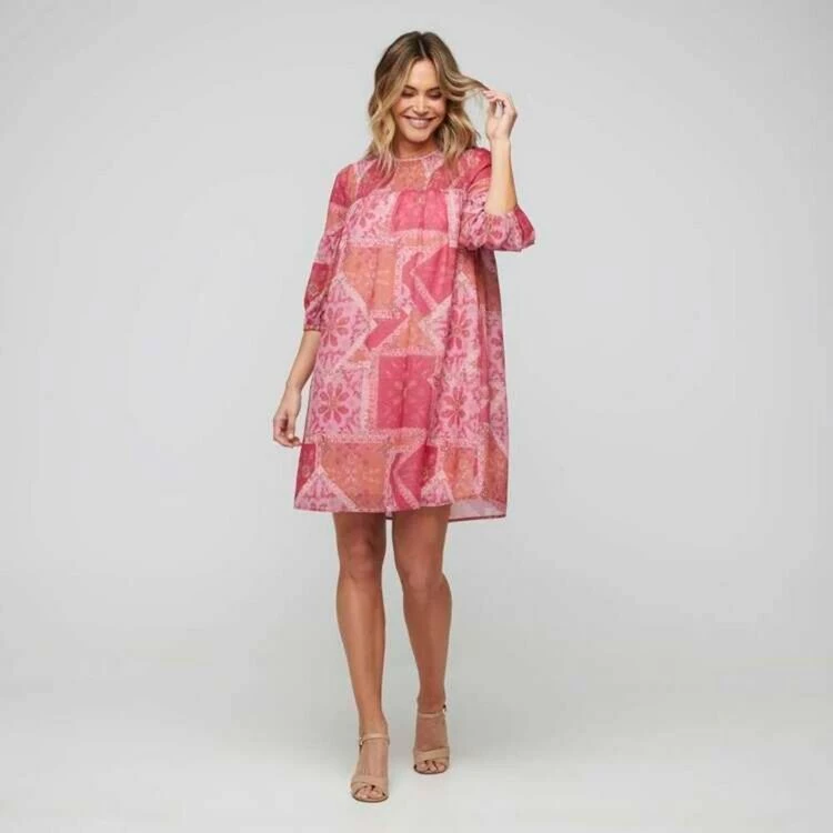 Leona Edmiston Ruby Balloon Sleeve Tunic Dress Pink & Orange 6 Leona Edmiston Ruby Balloon Sleeve Tunic Dress Pink & Orange - Image 4