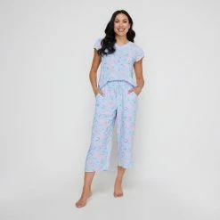 Sash & Rose Classics Woven Viscose Pyjama Set Hydrangea -Women's Clothing store online BP636686001 hydrangea