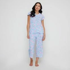 Sash & Rose Classics Woven Viscose Pyjama Set Hydrangea -Women's Clothing store online BP636686001 hydrangea 3