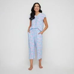 Sash & Rose Classics Woven Viscose Pyjama Set Hydrangea