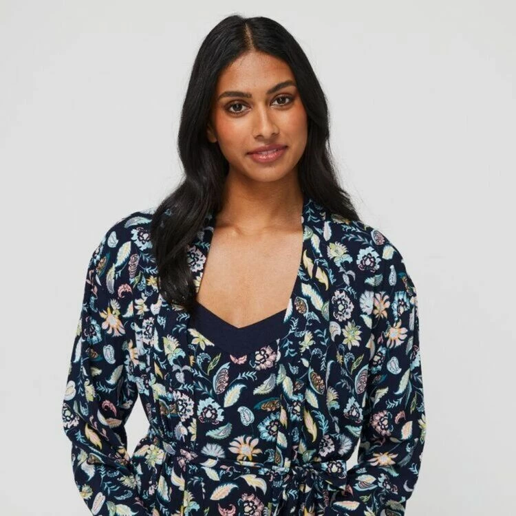 Sash & Rose Women's Long Sleeve Woven Viscose Gown Print 4 Sash & Rose Women's Long Sleeve Woven Viscose Gown Print - Image 2