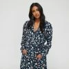 Sash & Rose Women's Long Sleeve Woven Viscose Gown Print -Women's Clothing store online BP636710001 print msc 5
