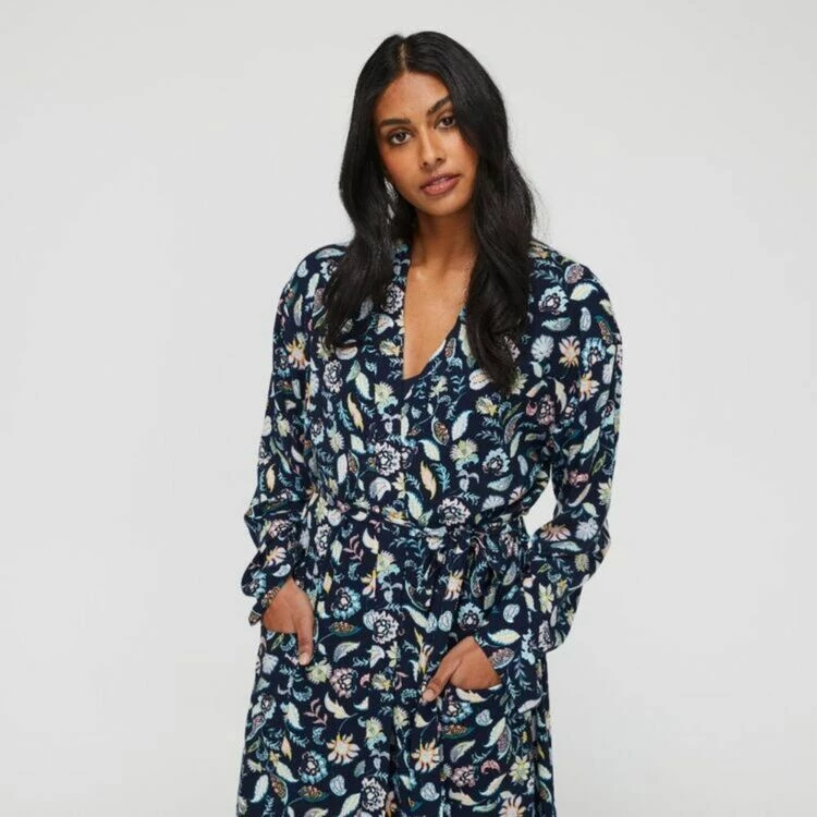 Sash & Rose Women's Long Sleeve Woven Viscose Gown Print 3 Sash & Rose Women's Long Sleeve Woven Viscose Gown Print