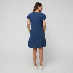Khoko Collection Cotton Slub Ruffle Sleeve Dress Denim 10 Khoko Collection Cotton Slub Ruffle Sleeve Dress Denim -Women's Clothing store online BP639775006 denim 2