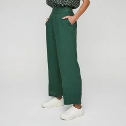 Khoko Smart Women's Linen Wide Leg Button Trim Moss Pant Moss 20 Khoko Smart Women's Linen Wide Leg Button Trim Moss Pant Moss -Women's Clothing store online BP639939001 moss 10