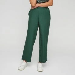 Khoko Smart Women's Linen Wide Leg Button Trim Moss Pant Moss 15 Khoko Smart Women's Linen Wide Leg Button Trim Moss Pant Moss -Women's Clothing store online BP639939001 moss 6