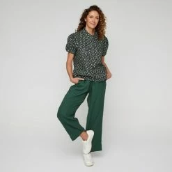 Khoko Smart Women's Linen Moss Ditsy Blouse Moss -Women's Clothing store online BP640083001 moss 3
