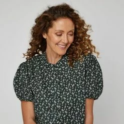 Khoko Smart Women's Linen Moss Ditsy Blouse Moss -Women's Clothing store online BP640083001 moss 4