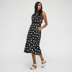 Leona Edmiston Ruby Women's Linen Key Hole Midi Spot Print Dress Spot Print 9 Leona Edmiston Ruby Women's Linen Key Hole Midi Spot Print Dress Spot Print -Women's Clothing store online BP640084001 spot prn 3