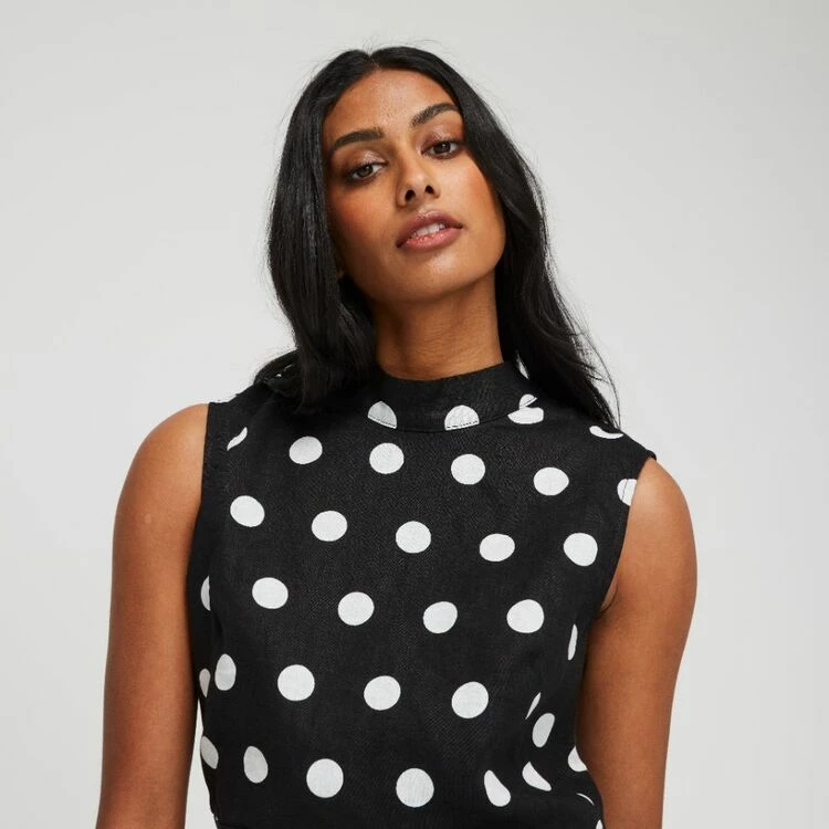 Leona Edmiston Ruby Women's Linen Key Hole Midi Spot Print Dress Spot Print 4 Leona Edmiston Ruby Women's Linen Key Hole Midi Spot Print Dress Spot Print - Image 2