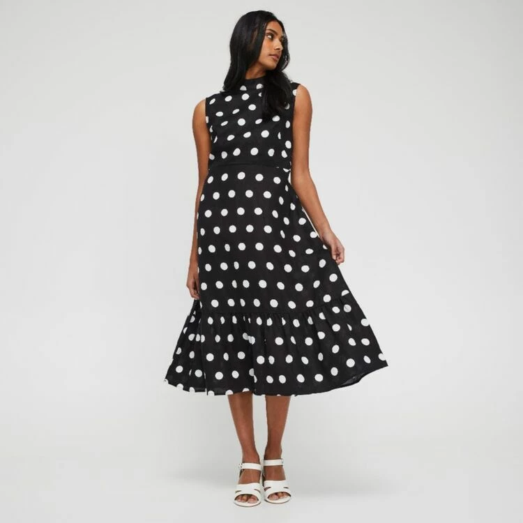 Leona Edmiston Ruby Women's Linen Key Hole Midi Spot Print Dress Spot Print 7 Leona Edmiston Ruby Women's Linen Key Hole Midi Spot Print Dress Spot Print - Image 5
