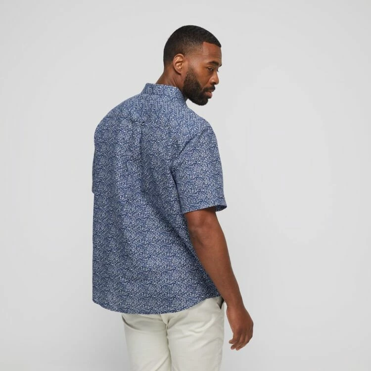 Jc Lanyon Hopkins Linen Cotton Print Short Sleeve Shirt Denim 6 Jc Lanyon Hopkins Linen Cotton Print Short Sleeve Shirt Denim - Image 4