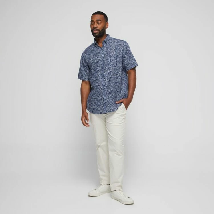 Jc Lanyon Hopkins Linen Cotton Print Short Sleeve Shirt Denim 5 Jc Lanyon Hopkins Linen Cotton Print Short Sleeve Shirt Denim - Image 3