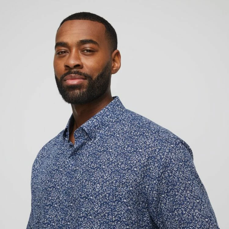 Jc Lanyon Hopkins Linen Cotton Print Short Sleeve Shirt Denim 3 Jc Lanyon Hopkins Linen Cotton Print Short Sleeve Shirt Denim