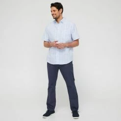 JC Lanyon Tyler Easycare Short Sleeve Shirt Sky Chalk -Women's Clothing store online BP640530001 sky chk 3