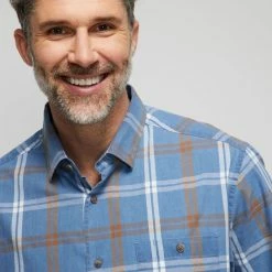 JC Lanyon Ellis Indigo Check Short Sleeve Shirt Dark Khaki -Women's Clothing store online BP640533001 dk khaki 4