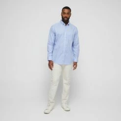 JC Lanyon Men's Easy Care Long Sleeve Shirt Sky Chalk -Women's Clothing store online BP640541001 sky chk 3