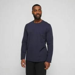 Nic Morris Men's Long Sleeve Pyjama Crew Neck T-Shirt Black -Women's Clothing store online BP640879008 black