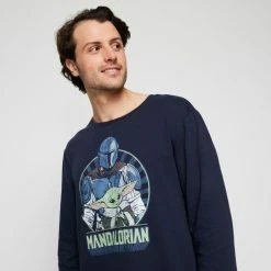 Star Wars Men's Mandalorian Long Sleeve Sleep Tee Navy -Women's Clothing store online BP640962001 navy 5