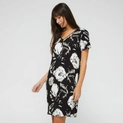 Jane Lamerton Women's Moonflower Nightie Black & Print