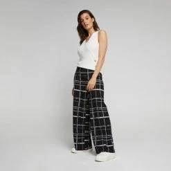 Jane Lamerton Wide Leg Pant Black & White 15 Jane Lamerton Wide Leg Pant Black & White -Women's Clothing store online BP641065001 blk wht