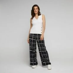 Jane Lamerton Wide Leg Pant Black & White 12 Jane Lamerton Wide Leg Pant Black & White -Women's Clothing store online BP641065001 blk wht 4