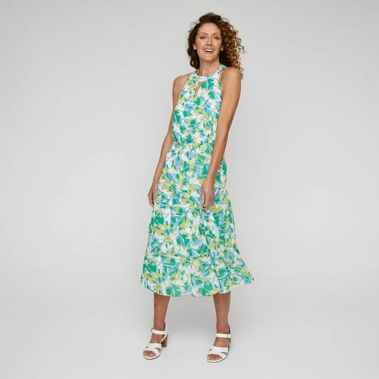 Jane Lamerton Bloom Print Halter Neck Midi Dress Bloom 5 Jane Lamerton Bloom Print Halter Neck Midi Dress Bloom - Image 3