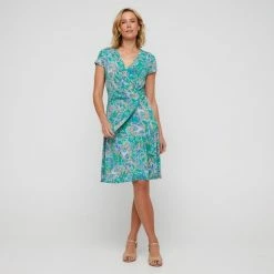 Khoko Smart Women's Wrap Front Jersery Dress Paisley Print -Women's Clothing store online BP641094005 paisley prn