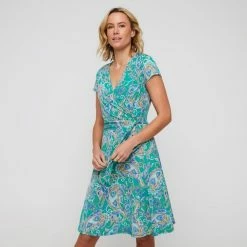 Khoko Smart Women's Wrap Front Jersery Dress Paisley Print -Women's Clothing store online BP641094005 paisley prn 3