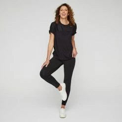 LMA Active Women's Jacquard Insert Tee Black -Women's Clothing store online BP641178002 black 3