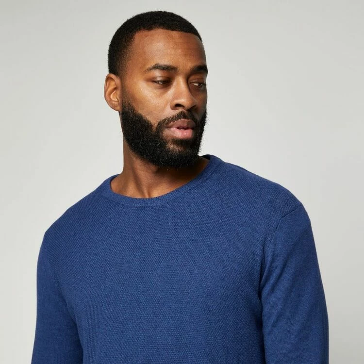 JC Lanyon Avery Cotton Cashmere Textured Knit Cobalt 4 JC Lanyon Avery Cotton Cashmere Textured Knit Cobalt - Image 2