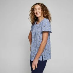 Khoko Smart Yoke Detail Blouse Dainty Print Bluebell Bluebell