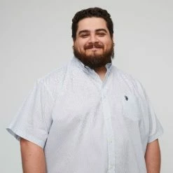 U.S. Polo Assn. Big Printed Dot Short Sleeve Shirt White & Blue 8 U.S. Polo Assn. Big Printed Dot Short Sleeve Shirt White & Blue -Women's Clothing store online BP641591004 wht blue 4