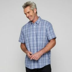 Bronson Casual Men's Daly Check Short Sleeve Shirt Light Blue