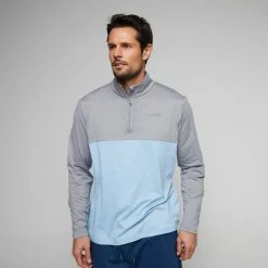 Diadora 1/4 Zip Colour Block Top Grey & Blue -Women's Clothing store online BP641951004 gry blu 4