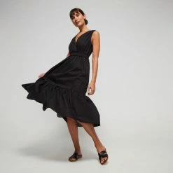 JB Jayson Brunsdon Women's Shirred Waistmaxi Dress Black -Women's Clothing store online BP642038003 black