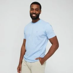 Jeff Banks Feather Stripe Logo Crew Tee Sky Sky -Women's Clothing store online BP642088005 sky