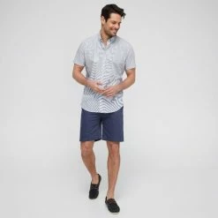 Jeff Banks Fishies Print Short Sleeve Shirt White & Navy -Women's Clothing store online BP642101004 wht nvy 3