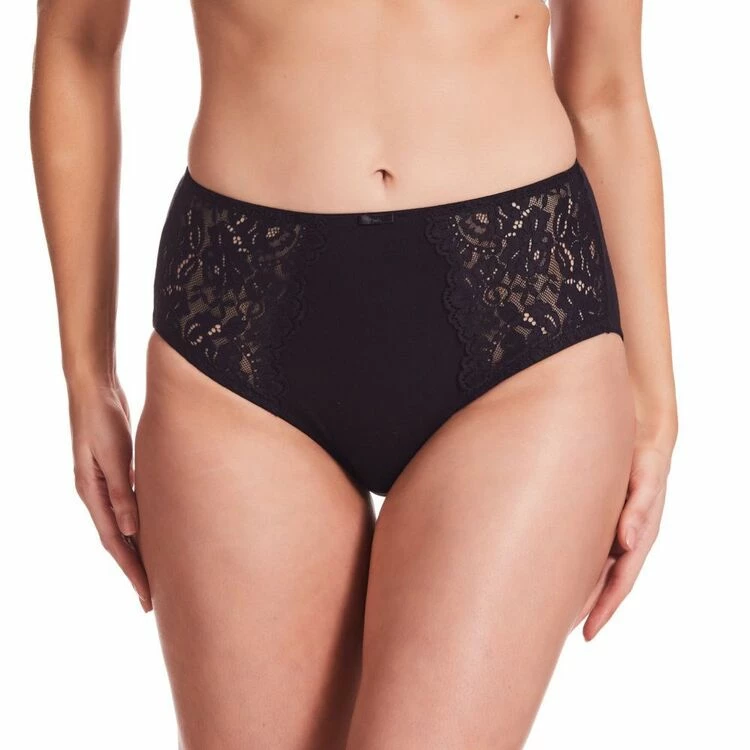 Kayser Cotton & Stretch Corded Lace Full Brief Black 4 Kayser Cotton & Stretch Corded Lace Full Brief Black - Image 2