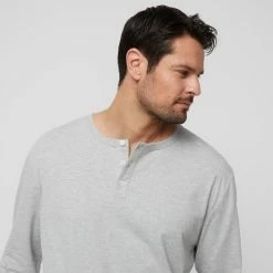 JB Jayson Brunsdon Men's Henley Long Sleeve Tee Grey Marle -Women's Clothing store online BP642283010 gry mle 13
