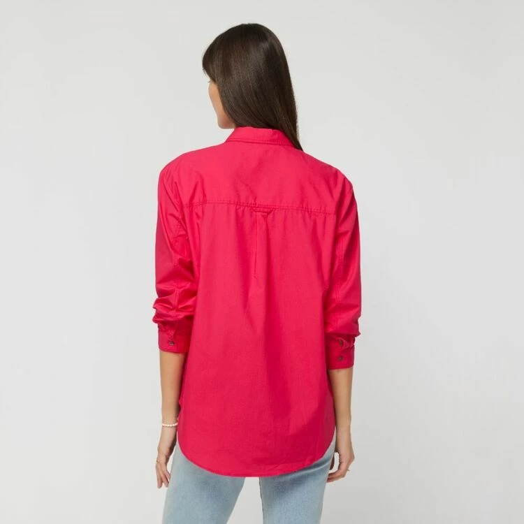 Khoko Collection Women's Oversized Poplin Shirt Hot Pink 6 Khoko Collection Women's Oversized Poplin Shirt Hot Pink - Image 4